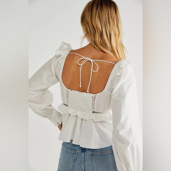 Free People Cathleen Blouse Peasant Cottagecore NWOT - Picture 3 of 12